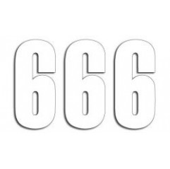 BLACKBIRD NUMERY STARTOWE 13CM X 7CM PROSTE, KOLOR BIAŁY NR6 (3SZT.)