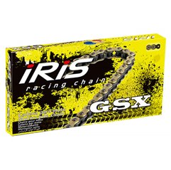 Iris, 420 GSX-120 řetěz (120 článků) bez O-kroužků (se spojkou), zlatá barva