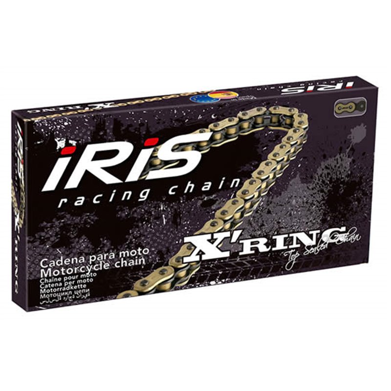 Iris, 520 XR-110 řetěz (110 článků)s X-kroužky (se spojkou) zlatá barva