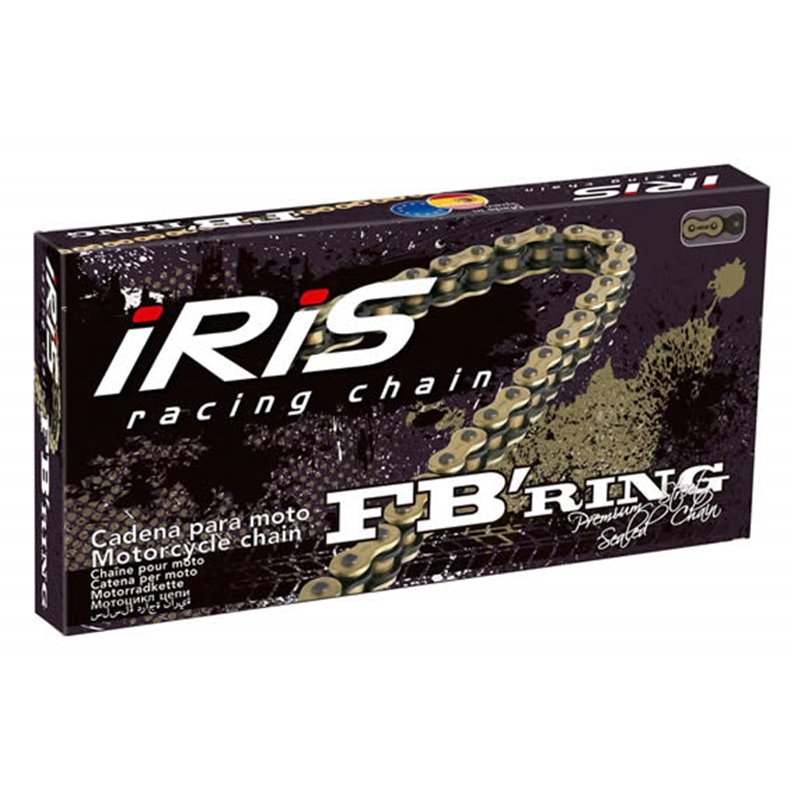 Iris, 530 FB-116 řetěz (116 článků) s FB-kroužky (s nýtovací spojkou), zlatá barva