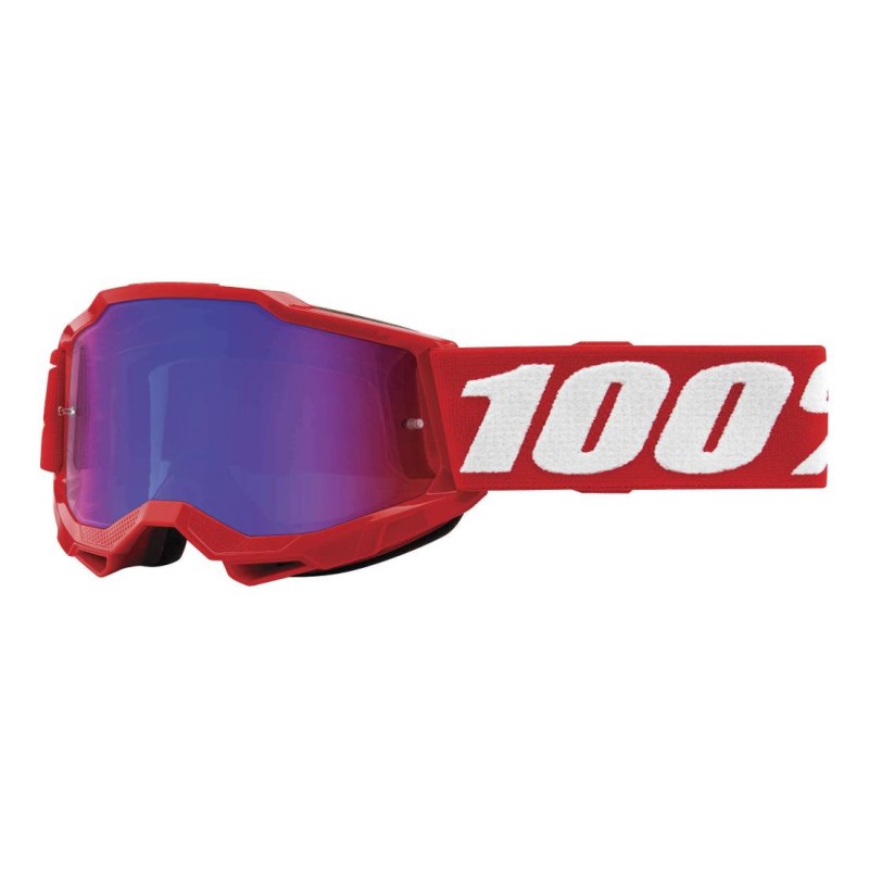 100 PROCENT (2022) ACCURI 2 YOUTH GOGGLE RED - NEON RED/BLUE LENS - GOGLE ACCURI 2 YOUTH KOLOR CZERWONY SZYBKA NIEBIESKIE LUSTRO