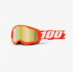 100 PROCENT (2022) FA20 STRATA 2 YOUTH GOGGLE ORANGE - MIRROR GOLD LENS - GOGLE STRATA 2 YOUTH KOLOR POMARAŃCZOWY/BIAŁY SZYBKA Z