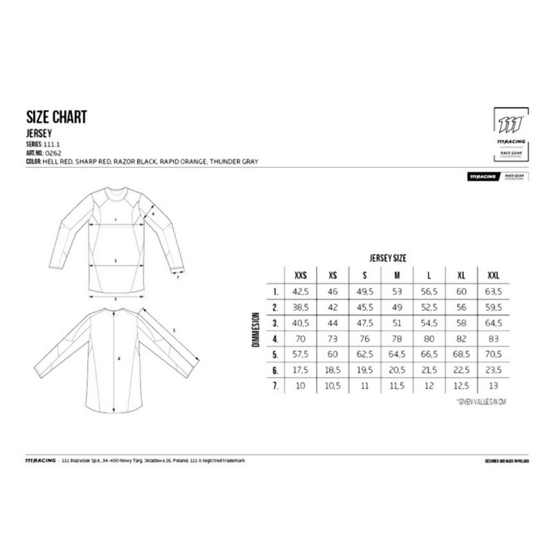 111 RACING KOSZULKA MOTO 111.1 - THUNDER GRAY KOLOR CZARNY/SZARY ROZMIAR XL