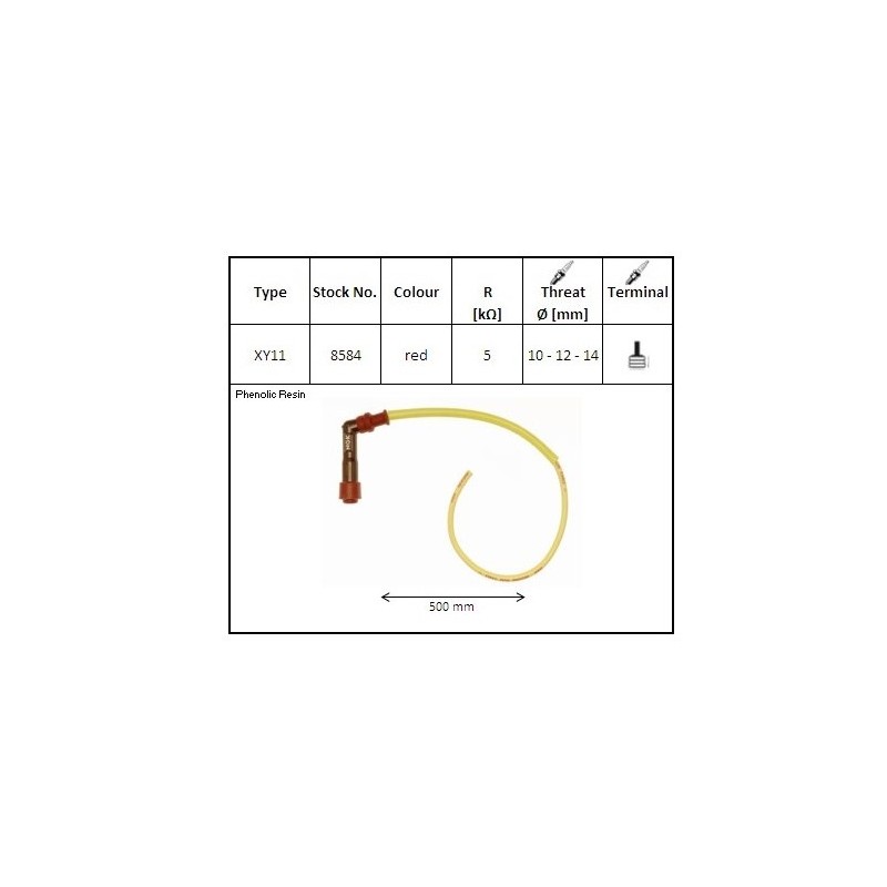 NGK FAJKA NA ŚWIECE EBONITOWA KĄTOWA (102) PRZEWÓD 50 CM KOLOR CZERWONY (NR 8584)