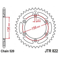 JT ZĘBATKA TYLNA 702 49 HUSQVARNA SMS 125 '00-12, SUZUKI RM 400 '79-80, DR 250 '90-93 (70249JT) (ŁAŃC. 520)