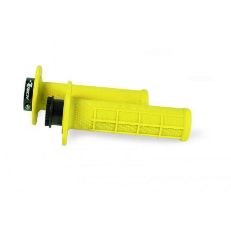 RACETECH 2022/04 MANETKI R20 LOCK-ON (22+25MM) KOLOR ŻÓŁTY NEON (HALF WAFFLE) + 8 ADAPTERÓW ROLGAZU