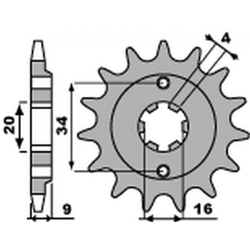 PBR 2022/03 ZĘBATKA PRZEDNIA 2062 14 18NC YAMAHA YFS 200 BLASTER '88-'06 (JTF1554.14) (ŁAŃC. 520) (STD.+1)