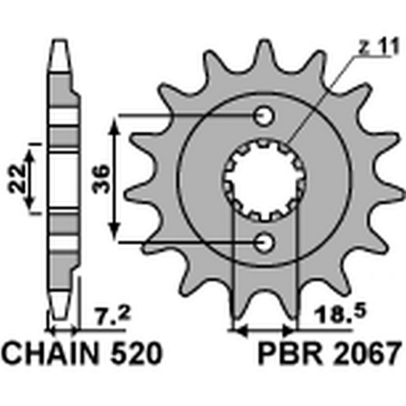 PBR 2022/03 ZĘBATKA PRZEDNIA 2067 14 18NC HONDA CRF 250L '13-'20 (JTF1321.14) (MOŻNA STOSOWAĆ JAKO 2506 14 ORAZ 2261 14) (ŁAŃC. 