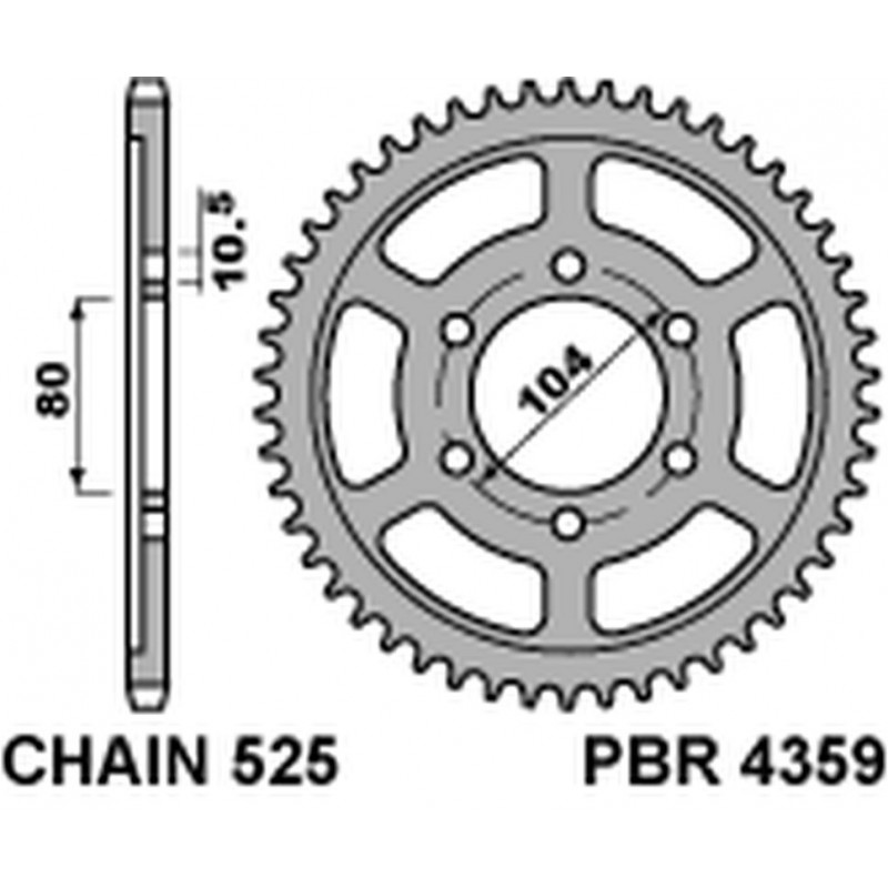 PBR 2022/03 ZĘBATKA TYLNA 4359 44 C45 KAWASAKI ZXR 750R NINJA '96-'03, KLZ VERSYS 1000 '12-'20, Z 1000 '03-'20 (JTR1489.44) (ŁAŃ