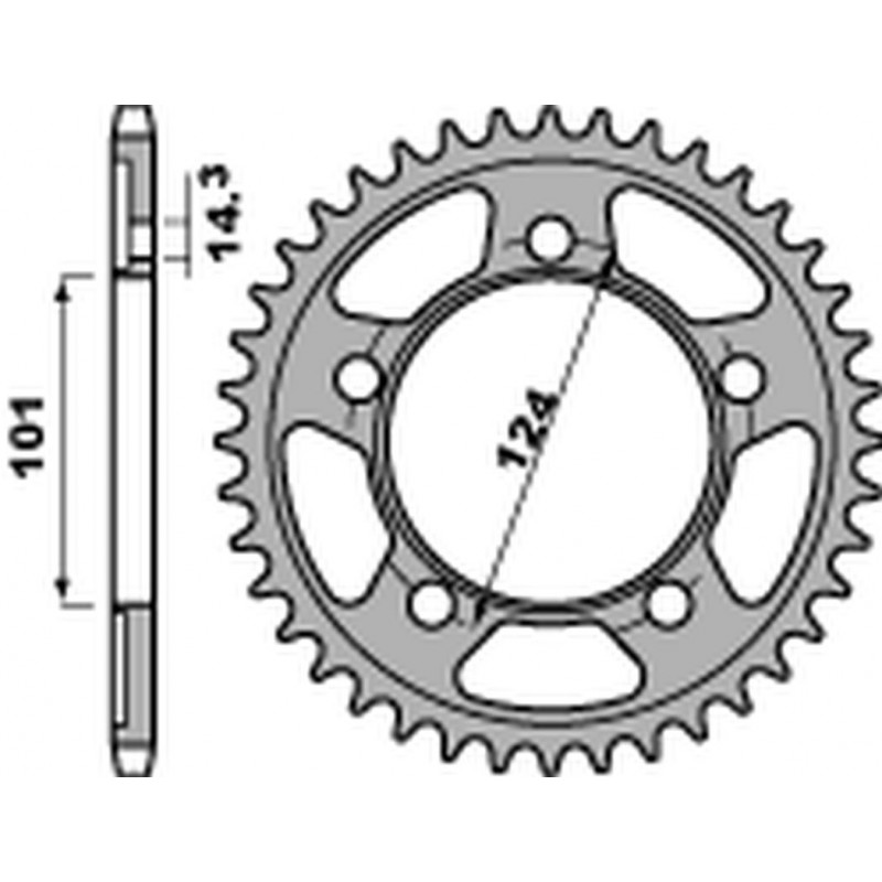 PBR 2022/03 ZĘBATKA TYLNA 4508 42 C45 KTM 950/990/1190 RC8 /DUKE/ SUPERMOTO (JTR898.42) (ŁAŃC. 525)