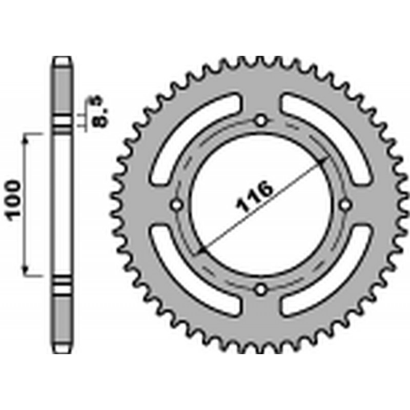 PBR 2022/03 ZĘBATKA TYLNA 467 53 C45 KAWASAKI KX 80/85 '86-'12 (JTR461.53) (ŁAŃC. 420)