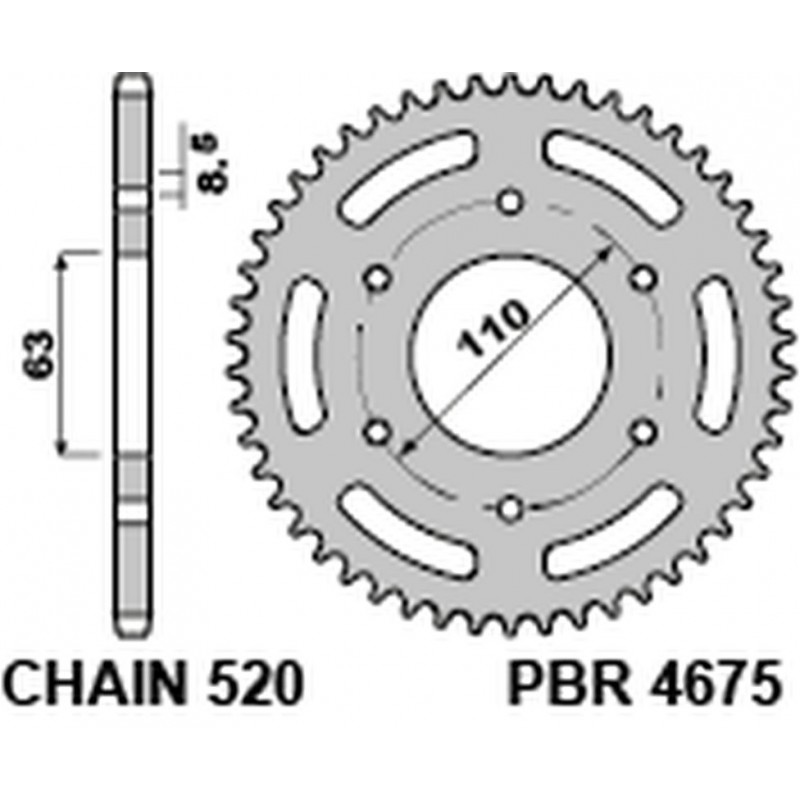 PBR 2022/03 ZĘBATKA TYLNA 4675 43 C45 KTM 125/200 DUKE '14-18, 390 DUKE/RC '13-18 (JTR890.43) (ŁAŃC. 520)