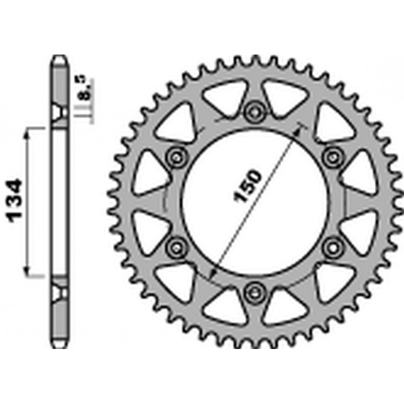 PBR 2022/03 ZĘBATKA TYLNA 489 53 C45 KAWASAKI KX/KXF 125/250 '84-'20, KDX 200/220/250 '84-'06 (JTR489.53) (ŁAŃC. 520)