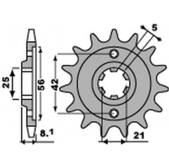 PBR 2022/03 ZĘBATKA PRZEDNIA 581 13 18NC YAMAHA TT 350 '86-'99 (JTF575.13) (ŁAŃC. 520) (STD.-1)