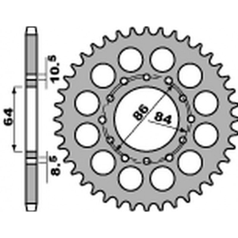 PBR 2022/03 ZĘBATKA TYLNA 814 40 C45 SUZUKI GT 380 '73-'78, GT 550 '74-'77, GS 400 '77-'80 (JTR814.40) (ŁAŃC. 530) NA ZAMÓWIENIE