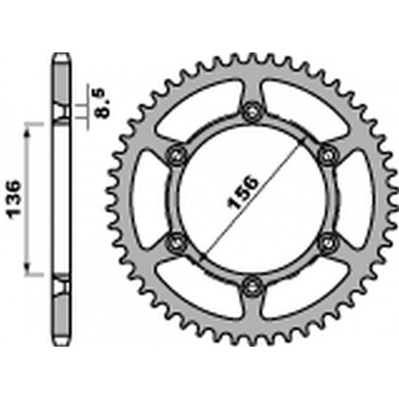 PBR 2022/03 ZĘBATKA TYLNA 820 53 C45 HUSQVARNA SM/SMS 630 '10-'11, SUZUKI DR 250/350 '90-'95 (JTR822.53) (ŁAŃC. 520)