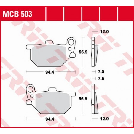 TRW LUCAS ZF KLOCKI HAMULCOWE KH041 ORGANIC YAMAHA RD 250/RD 400S '78-'79 (PRZÓD/TYŁ) XS 400/750 '80-'83, XS 850 '82 PRZÓD