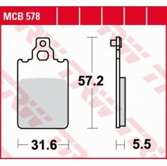 TRW LUCAS ZF KLOCKI HAMULCOWE KH116 ORGANIC APRILIA AF-1/ET/RS 50 '87-'94, BENELLI CHRONO 50 '92-'93, BETA CHRONO 50 '92-'93, SU