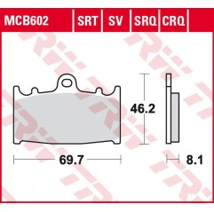TRW LUCAS ZF KLOCKI HAMULCOWE KH158 SINTER TRACK HUSABERG FS 450 '03-'05, FS 650 '01-'05, KAWASAKI ZZR 500 '90-'05, SUZUKI RGV 2