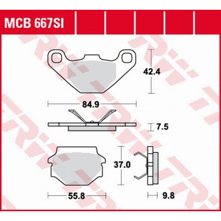 TRW LUCAS ZF KLOCKI HAMULCOWE KH067 SINTER OFFROAD APRILIA MX 125 '03-'07, RX 125 '00-'01, CAGIVA WMX 125 '89-, TYŁ