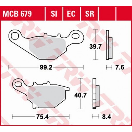 TRW LUCAS ZF KLOCKI HAMULCOWE KH230 ORGANIC KAWASAKI KLX 125 '03-'06, KMX 125 '99-'03, SUZUKI TR 50 '97-'00, UG 110 '98-'02, AN 