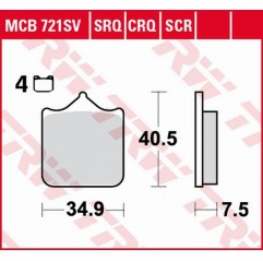 TRW LUCAS ZF KLOCKI HAMULCOWE KH604/4 SINTER ROAD/TRACK APRILIA RSV 1000 MILE/R '01-'03, RSV 1000R '04-'10, DUCATI 748/749/996/9