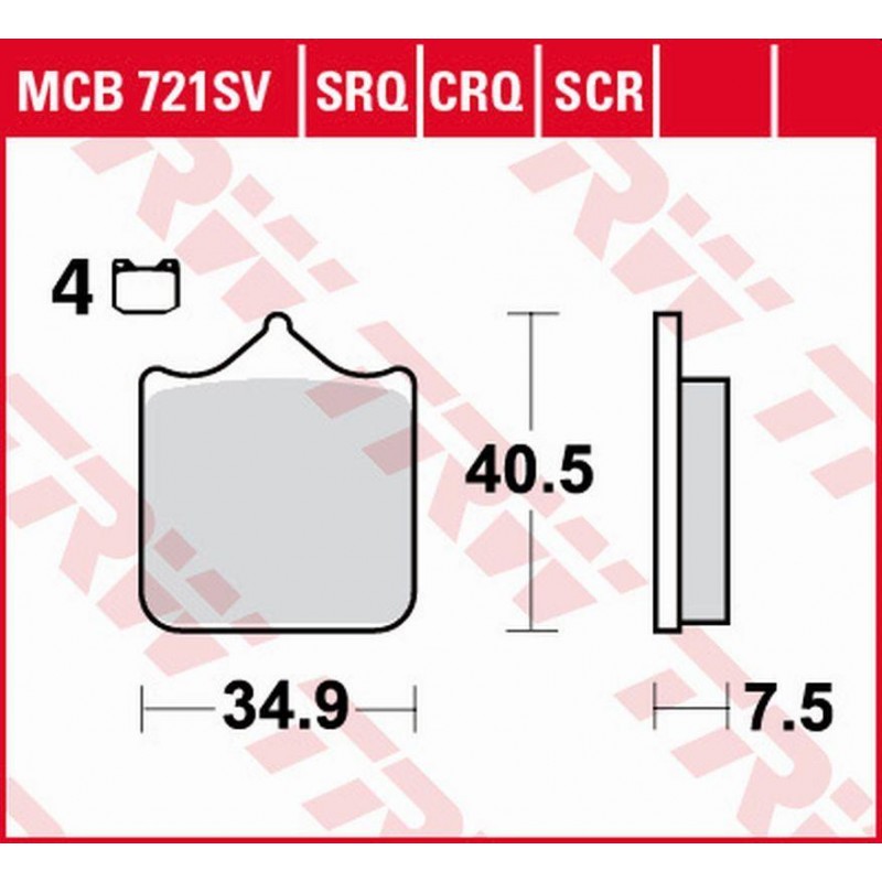 TRW LUCAS ZF KLOCKI HAMULCOWE KH604/4 SINTER ROAD/TRACK APRILIA RSV 1000 MILE/R '01-'03, RSV 1000R '04-'10, DUCATI 748/749/996/9