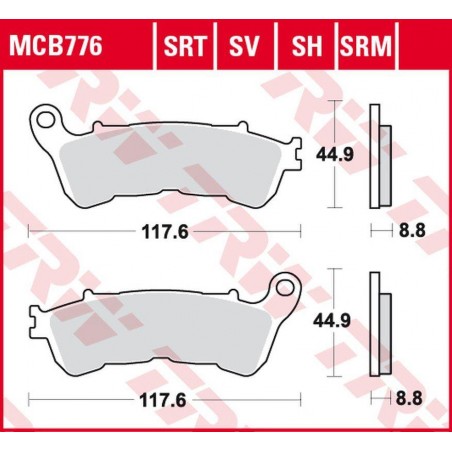 TRW LUCAS ZF KLOCKI HAMULCOWE KH388 SINTER ROAD/TRACK HONDA CBF 500 '04-'08, CB 600 HORNET '07-'15, CBF 600 '04-'13, VT 750 SHAD