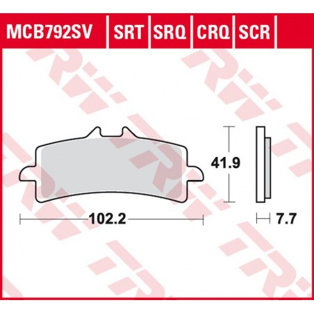 TRW LUCAS ZF KLOCKI HAMULCOWE KH447 SINTER ROAD/TRACK DUCATI V4 1000 PANIGALE '19-, MONSTER 1200 '16-, MULTISTRADA 1260 '18-, KT