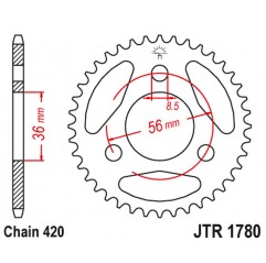 JT ZĘBATKA TYLNA KAWASAKI KDX 50 '03-06', SUZUKI JR 50 '85-06' (ŁAŃC.420)