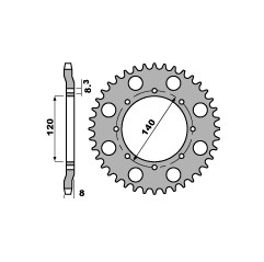 PBR ZĘBATKA TYLNA 506 43 C45 KAWASAKI KLR 600 84-90 (ŁAŃC. 520)