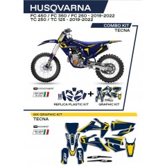 UFO 2022/06 KOMPLET PLASTIKÓW PLUS KOMPLET NAKLEJEK (OKLEIN) HUSQVARNA TC 125 '19-'22 TECNA KOLOR NIEBIESKI