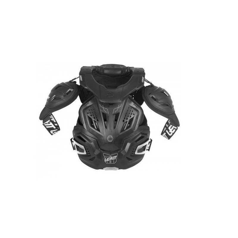 LEATT (2021/2022) OSŁONA KLATKI PIERSIOWEJ Z OSŁONĄ SZYI / KARKU NECK BRACE MODEL FUSION VEST 3.0 BLACK KOLOR CZARNY ROZMIAR S/M