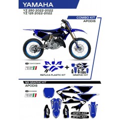 UFO 2022/06 KOMPLET PLASTIKÓW PLUS KOMPLET NAKLEJEK (OKLEIN) YAMAHA YZ 125 '22 APODIS KOLOR OEM (BIAŁY/NIEBIESKI)