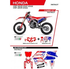 UFO 2022/06 KOMPLET PLASTIKÓW PLUS KOMPLET NAKLEJEK (OKLEIN) HONDA CRF 250R '22 PATRIOT KOLOR CZERWONY