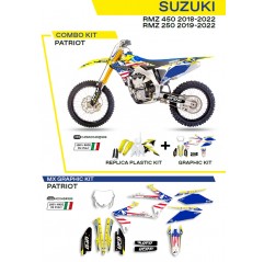 UFO 2022/06 KOMPLET PLASTIKÓW PLUS KOMPLET NAKLEJEK (OKLEIN) SUZUKI RMZ 250 '19-'22 PATRIOT KOLOR OEM (ŻÓŁTY/ BIAŁY/ CZARNY)