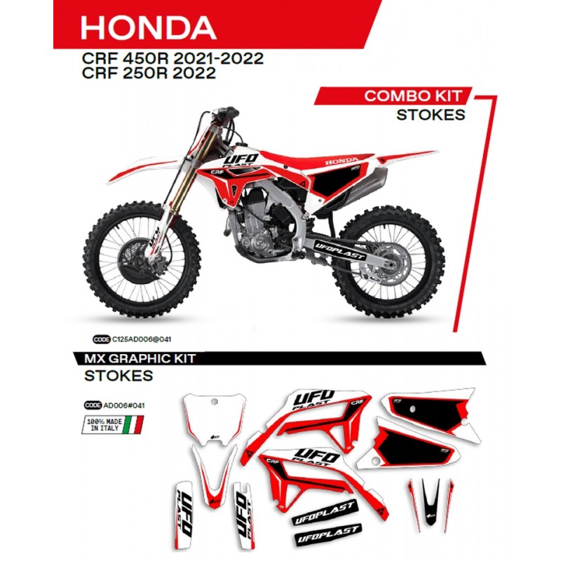 UFO 2022/06 KOMPLET NAKLEJEK (OKLEIN) HONDA CRF 250R '22 STOKES KOLOR CZARNY