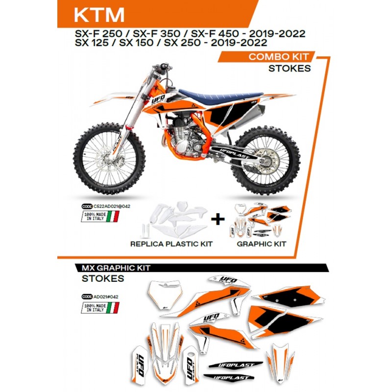 UFO 2022/06 KOMPLET NAKLEJEK (OKLEIN) KTM SX 125 '19-'22 STOKES KOLOR BIAŁY