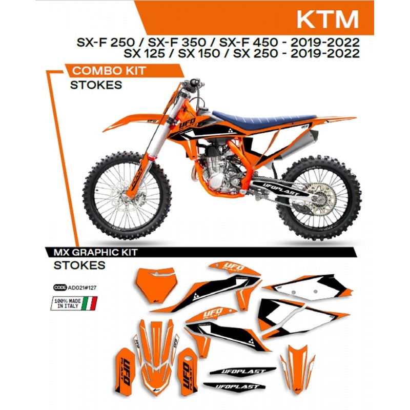 UFO 2022/06 KOMPLET NAKLEJEK (OKLEIN) KTM SX 125 '19-'22 STOKES KOLOR POMARAŃCZOWY