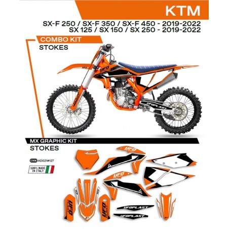 UFO 2022/06 KOMPLET NAKLEJEK (OKLEIN) KTM SX 125 '19-'22 STOKES KOLOR POMARAŃCZOWY
