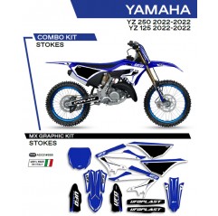 UFO 2022/06 KOMPLET NAKLEJEK (OKLEIN) YAMAHA YZ 125 '22 STOKES KOLOR OEM (NIEBIESKI/CZARNY/BIAŁY)