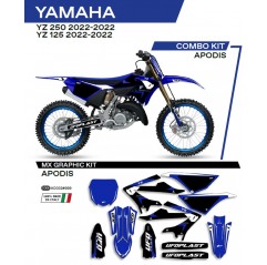 UFO 2022/06 KOMPLET NAKLEJEK (OKLEIN) YAMAHA YZ 125 '22 APODIS KOLOR OEM (NIEBIESKI/BIAŁY/CZARNY)