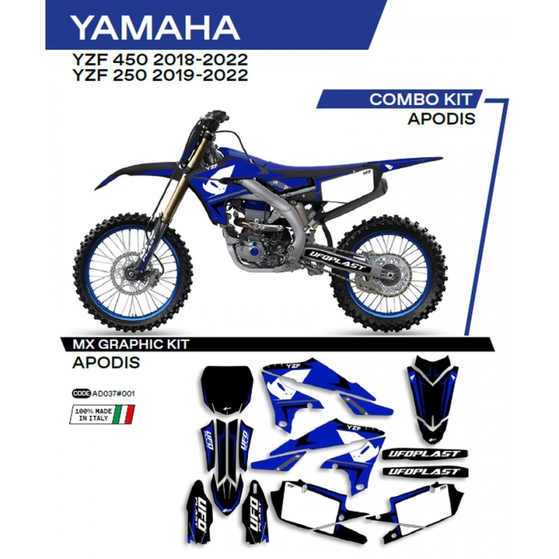 UFO 2022/06 KOMPLET NAKLEJEK (OKLEIN) YAMAHA YZF 250 '19-'22 APODIS KOLOR CZARNY