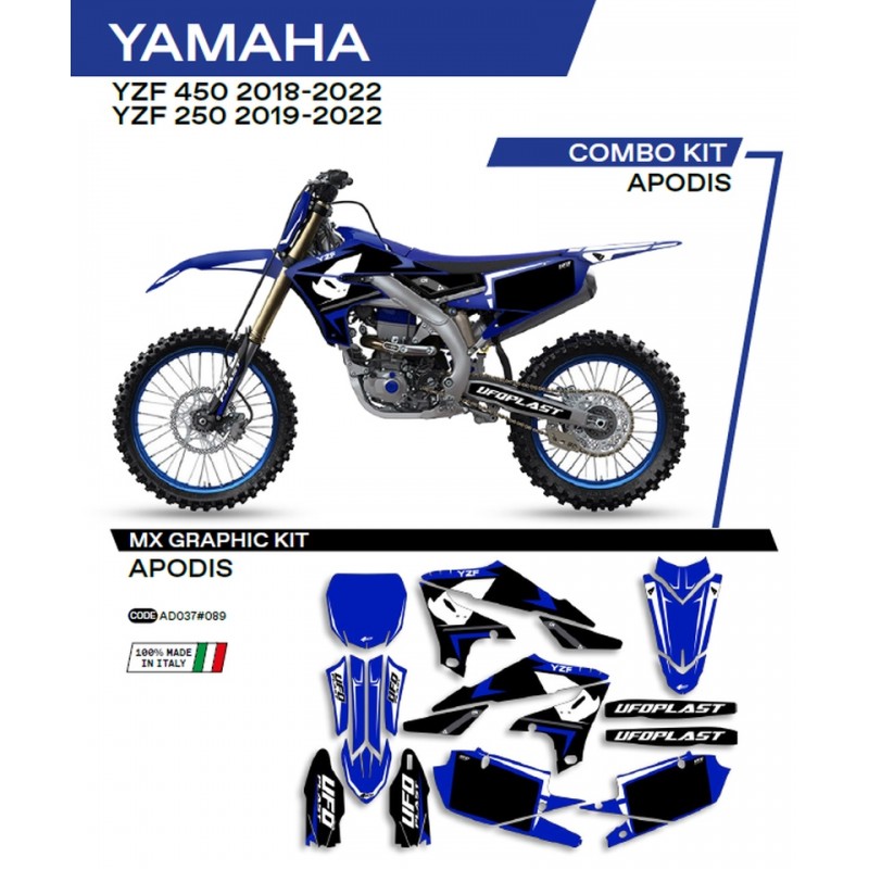 UFO 2022/06 KOMPLET NAKLEJEK (OKLEIN) YAMAHA YZF 250 '19-'22 APODIS KOLOR NIEBIESKI