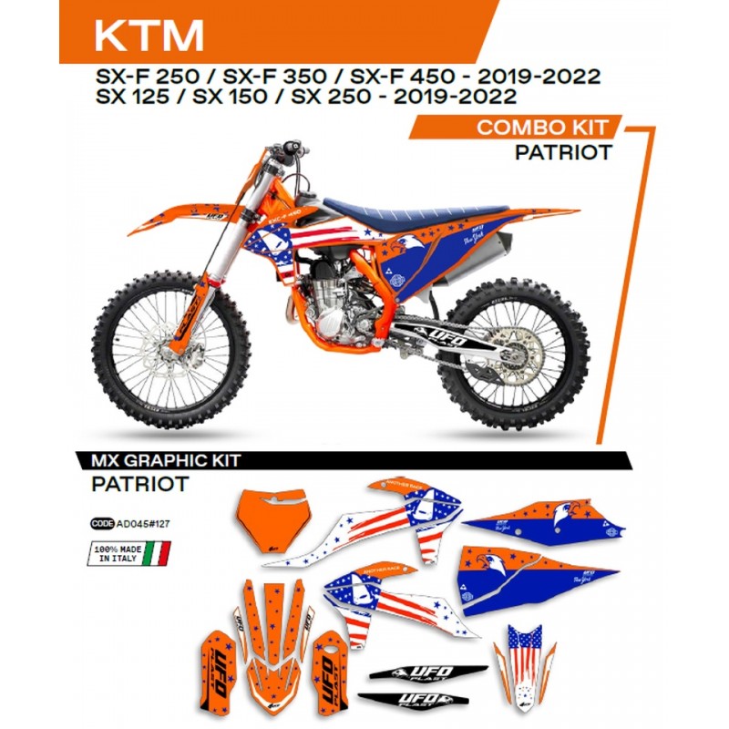 UFO 2022/06 KOMPLET NAKLEJEK (OKLEIN) KTM SX 125 '19-'22 PATRIOT KOLOR POMARAŃCZOWY