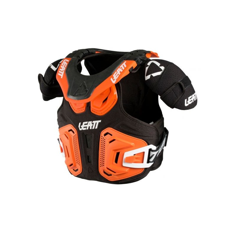 LEATT (2021/2022) OSŁONA KLATKI PIERSIOWEJ Z OSŁONĄ SZYI / KARKU NECK BRACE FUSION VEST 2.0 JUNIOR KOLOR POMARAŃCZOWY (105-125CM