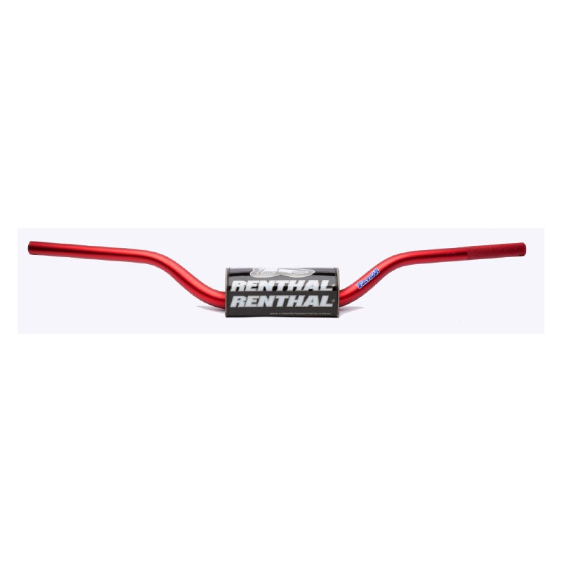 RENTHAL KIEROWNICA 1,1/8 CALA (28,6MM) MX FATBAR RED CR HIGH/RICKY JOHNSON KOLOR CZERWONY Z GĄBKĄ