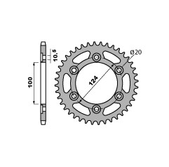 PBR ZĘBATKA TYLNA 1027 36 C45 DUCATI 851/888 SPORT 91-95 (JTR735.36) (ŁAŃC. 520)