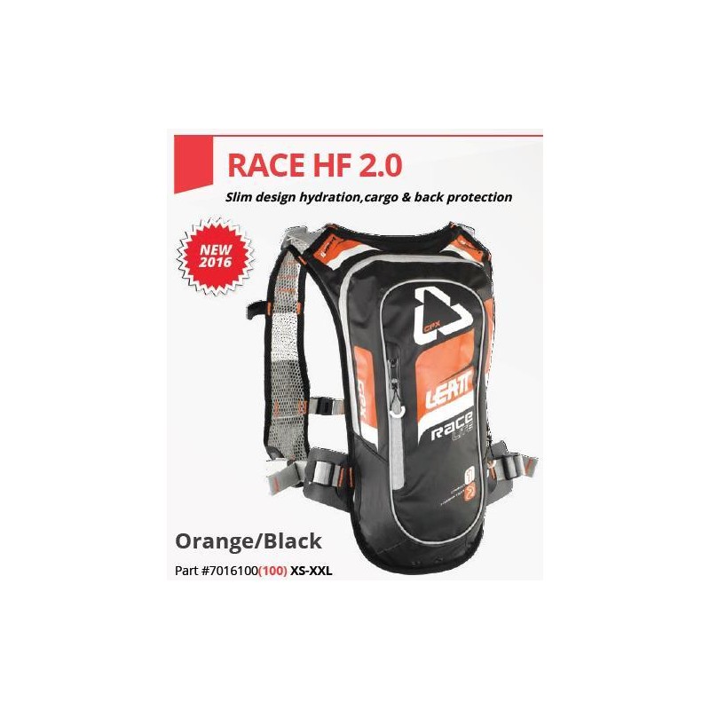 LEATT (2021) CAMEL BAG Z PLECAKIEM I SYSTEMEM HANDS FREE MODEL GPX RACE HF 2.0 ORANGE/BLACK (PLECAK 1L, PŁYN 2L) KOLOR POMARAŃCZ