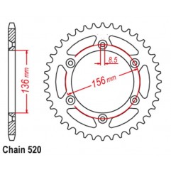 CHT WYPRZEDAŻ ZĘBATKA TYLNA ALUMINIOWA T7075 (ERGAL) 702 52 HUSQVARNA TE/TC 90-14, BETA 350/400/450 RR 4T, CAGIVA 125/250 WMX/WR